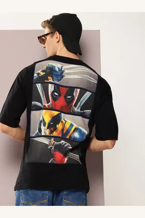 Kook N Keech Men Deadpool Printed Drop-Shoulder Sleeves Oversized T-shirt