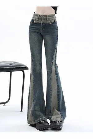 LULU & SKY Women Bootcut High-Rise Low Distress Light Fade Jeans
