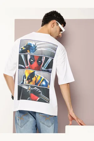 Kook N Keech Men Deadpool Printed Drop-Shoulder Sleeves Oversized T-shirt
