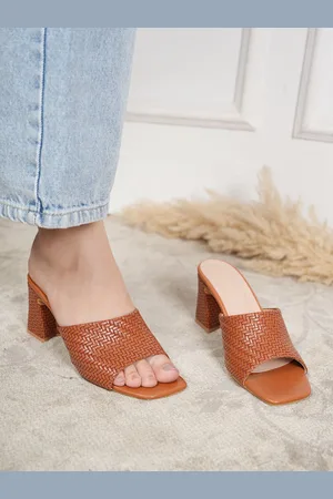 Mast & Harbour Textured Open Toe Block Heels