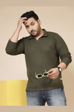 Rigo Men Plus Size Solid Knits Polo Collar Slim Fit Cotton T-shirt