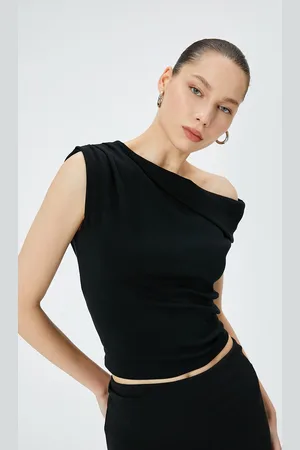 Koton Solid One Shoulder Sleeveless Top
