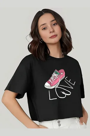 Elibolz Women Round Neck Graphic Printed Oversized T-shirt
