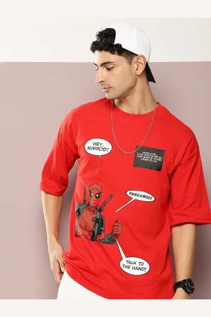 Kook N Keech Men Deadpool Printed Oversized Drop-Shoulder Sleeves T-shirt