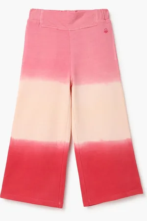Benetton Girls Colourblocked Pure Cotton Regular Trousers