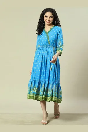 Rangriti Women Ethnic Motifs Print A-Line Midi Dress