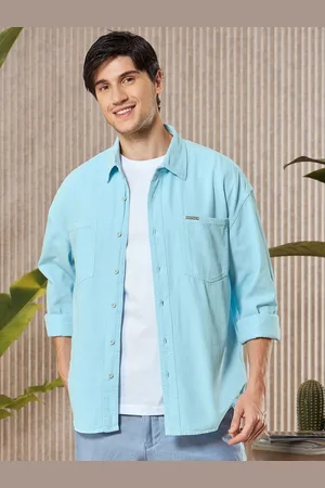 Beyoung Men Spread Collar Solid Casual Shirt