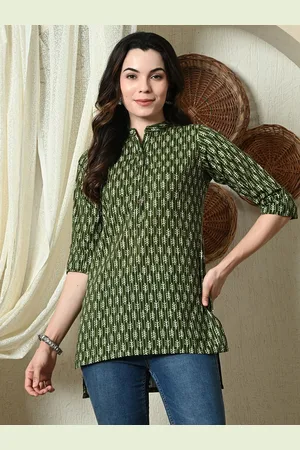 Cayman Mandarin Collar Printed Pure Cotton Top