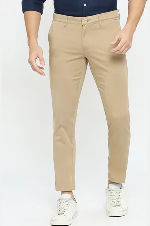 Basics Men Tapered Fit Mid-Rise Cotton Trousers