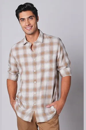 Oxemberg Men Spread Collar Slim Fit Checked Casual Shirt