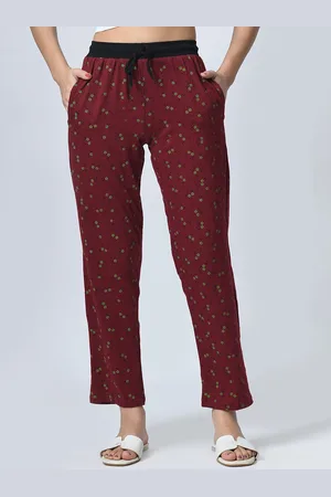 BAESD Women Printed Cotton High Waist Regular Fit Trousers