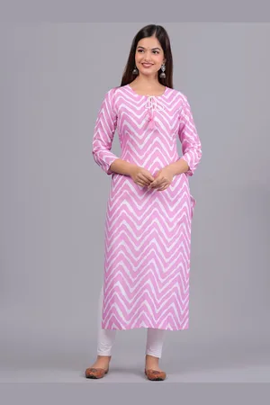 Bachuu Chevron Printed Tie-Up Neck Straight Kurta