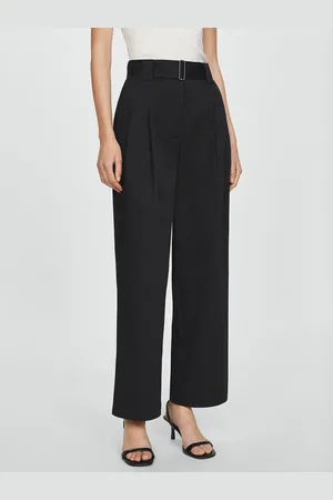 MANGO Women Straight Fit Pleated Trousers with Belt