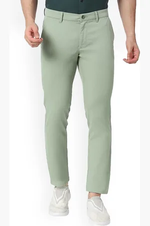 Basics Men Slim Fit Mid-Rise Cotton Plain Regular Trousers Trousers