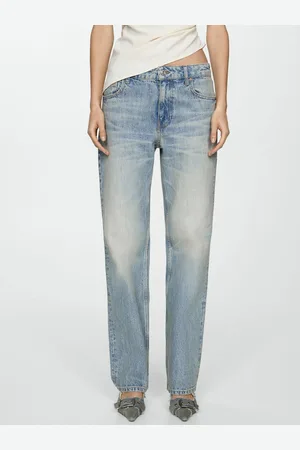 MANGO Women Straight Fit Pure Cotton Low-Rise Light Fade Jeans