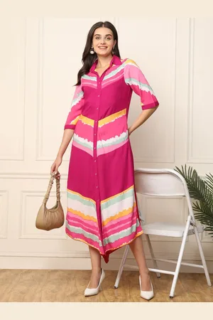 DEEBACO Women Dyed Shirt Midi Dress