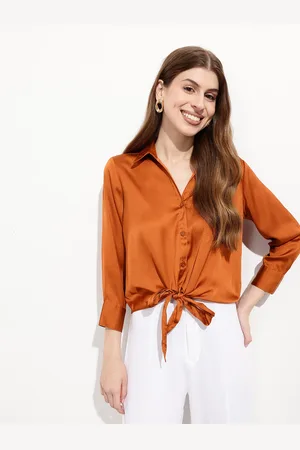 DressBerry Rustic Reverie Tie & Thrive Satin Shirt