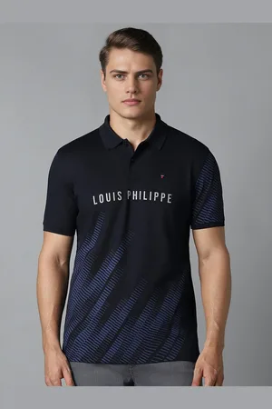 Louis Philippe Men Typography Printed Polo Collar Slim Fit T-shirt