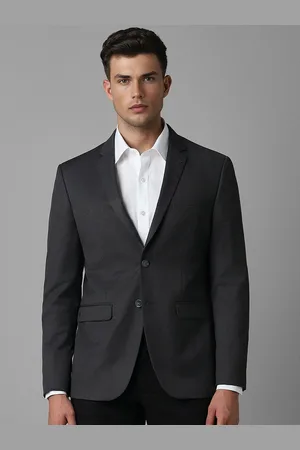 Louis Philippe Slim Fit Textured Notched Lapel Single Breasted Formal Blazer