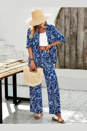 Mast & Harbour Printed Shirt With Trousers Co-Ords