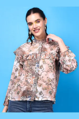 Cation Women Floral Opaque Printed Casual Shirt
