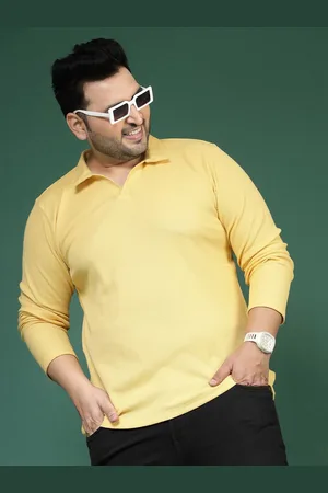 Rigo Men Plus Size Solid Knit Polo Collar Cotton Slim Fit T-shirt