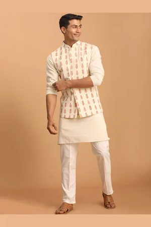 Vastramay Men Regular Pure Cotton Kurta & Pyjamas With Nehru Jacket
