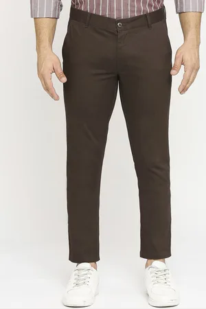 Basics Men Tapered Fit Mid-Rise Dobby Cotton Regular Trousers
