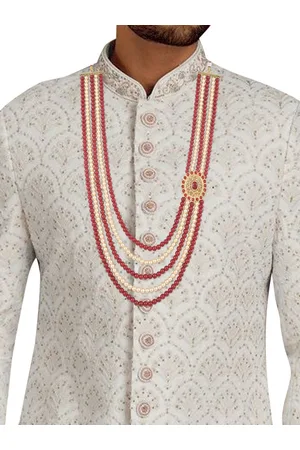 I Jewels Men Gold-Plated Artificial Beads Studded Layered Necklace