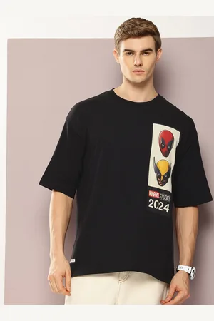 Kook N Keech Men Deadpool Printed Drop-Shoulder Sleeves Oversized T-shirt