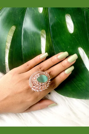 I Jewels Rose Gold Plated & CZ Studded Finger Ring