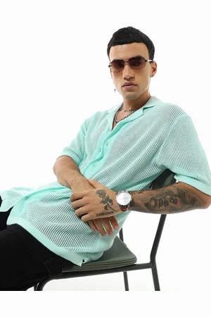 Bewakoof Men Semi Sheer Texture Oversized Shirt