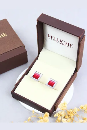 PELUCHE Men Striped Stainless Steel Cufflinks