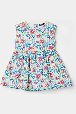 Lifestyle Girls Floral Printed Sleeveless Cotton Fit & Flare Dress