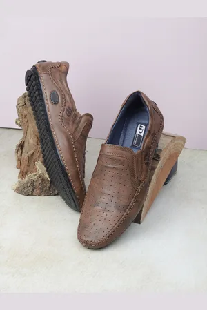 ID Men Tan Leather Casual Shoes