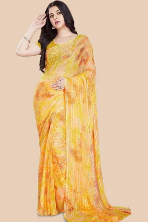 Rani Saahiba Bandhani Printed Saree Without Blouse Piece