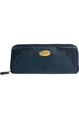 Hidesign Women Blue Textured FL KAROLINA W2 Leather Zip Around Wallet