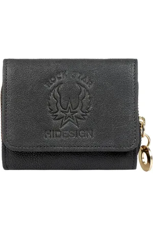 Hidesign Women Black Textured Leather Three Fold Wallet