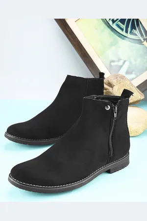 El Paso Men Black Solid Mid Top Flat Boots