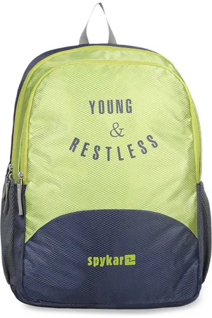 SPYKAR Unisex Green & Navy Blue Typography Backpack