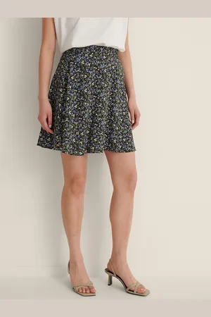 NA-KD Women Brown & Blue Floral Flared Skirt