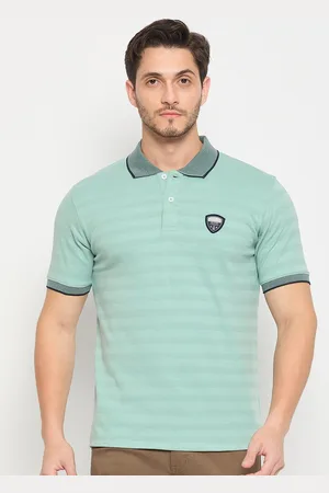 Duke Men Striped Polo Collar Applique T-shirt