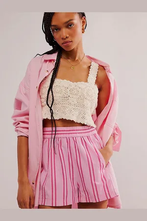 LULU & SKY Women Striped High-Rise Wide Leg Shorts