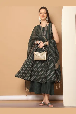 Jompers Women Regular Kantha Work Kurta with Palazzos & With Dupatta