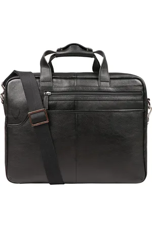 Hidesign Men Black Textured Messenger Bag