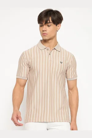 Duke Men Striped Polo Collar Embroidered T-shirt