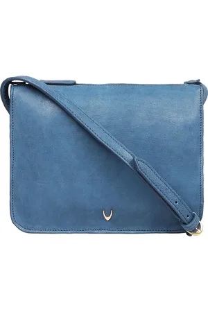 Hidesign Women Blue Leather Structured Sling Bag