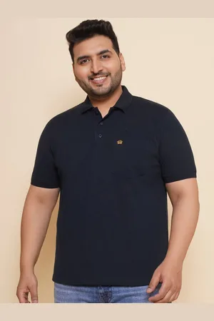 John Pride Men Plus Size Solid Polo Collar Pocket T-shirt