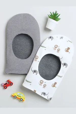 BUMZEE Infants Boys Pack Of 2 Printed Reversible Balaclava Caps