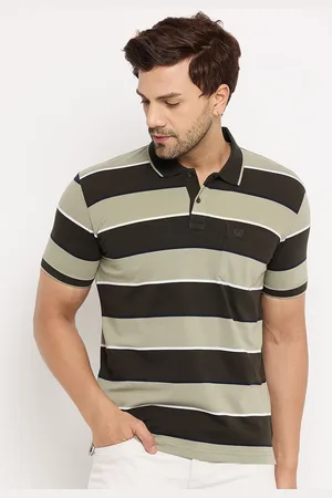 Duke Men Striped Polo Collar Pockets T-shirt